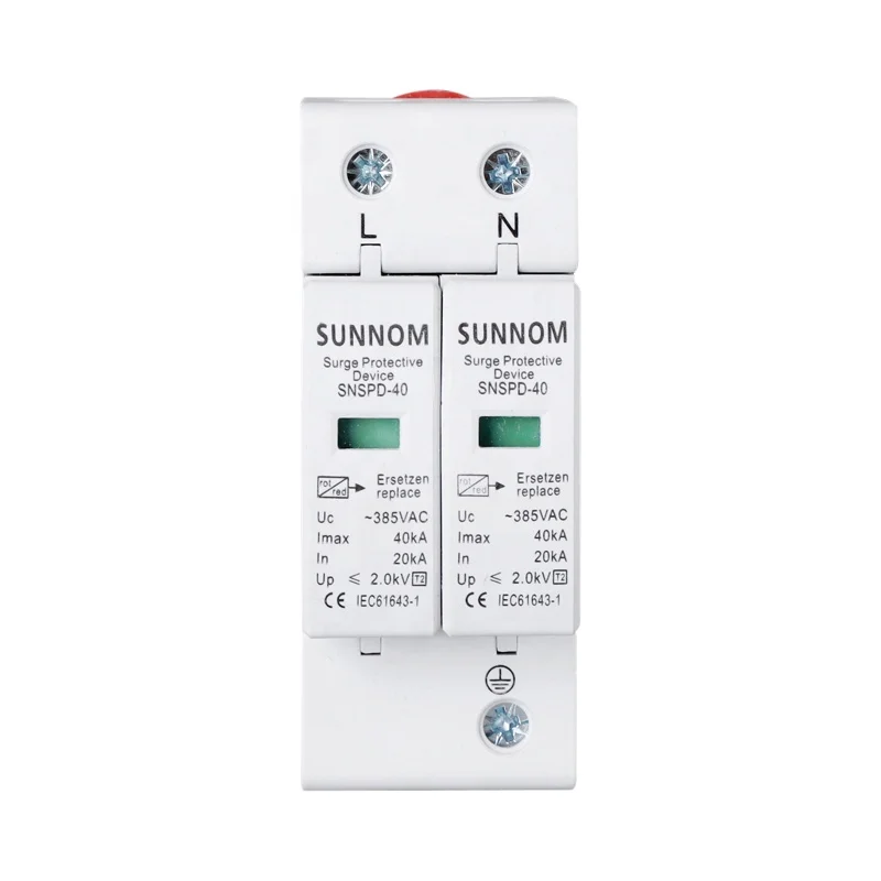 T2 AC SPD 2P 1P + N 20KA ~ 40K AC385V OEM домашний молниеотвод Защита от перенапряжения защитный низковольтный разрядник