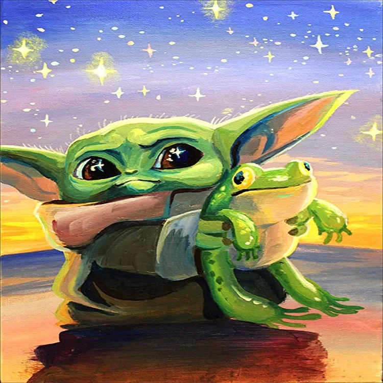 wholesale Full Square Round Drill Needlework Cross Stitch Yoda Frog  paint by numbers canvas Mosaic 5D Diamond Painting