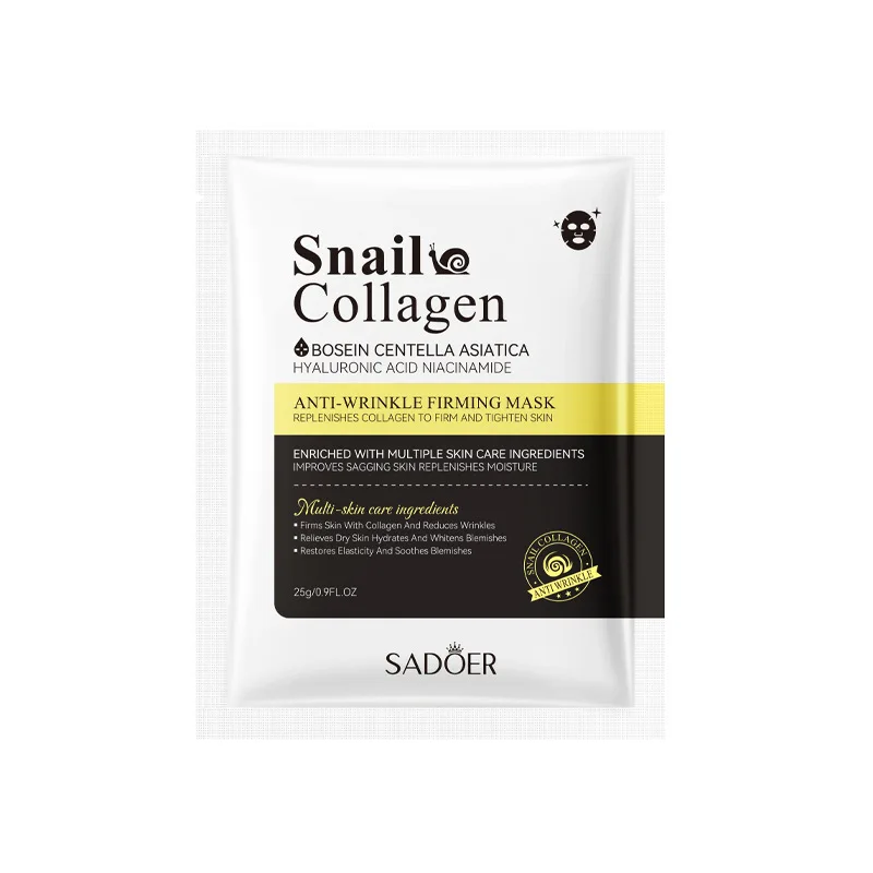 SADOER Organic Professional Facial Mask Anti-wrinkle Firming Anti-aging Wholesale Snail Collagen Essence Facial Mask