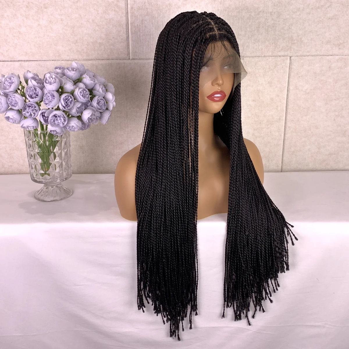 factory price braided wigs lace front, different styles african box braided wigs for black women