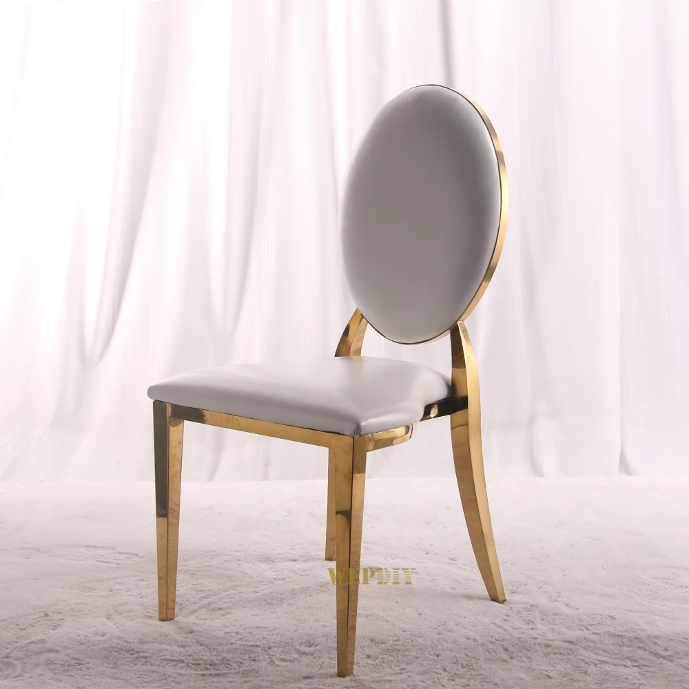 Wholesale Classic Round Back Banquet Chair Gold Black Stainless Steel Dining Wedding Chairs