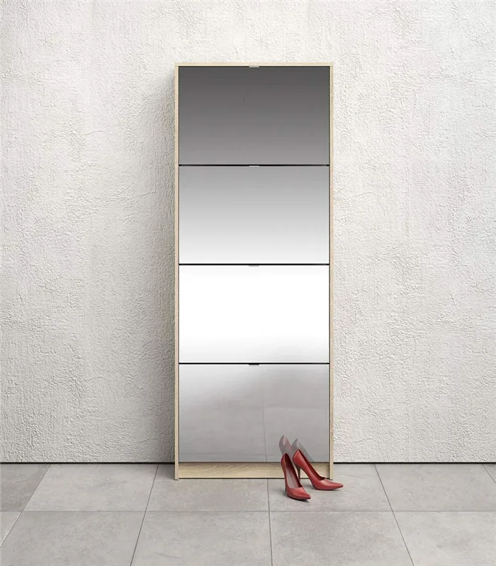 Room antique 4 door mirror trendy European minimalist tiny skinny narrow 15 mm PB shoe cabinet