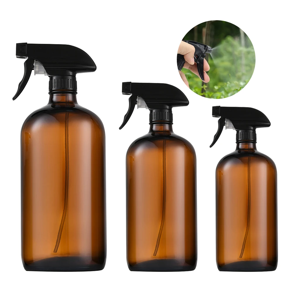 Glass Spray Bottles16oz Refillable Containers Empty Boston Round Bottles with Labels & Adjustable Nozzle