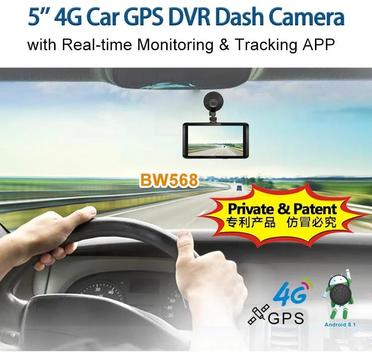 5 Inch Android Dashcam with Gps Car Dvr Video Dual Cameras 1080p 4G Wifi Portable Gps Navigation for Fleet Management Dash Cam