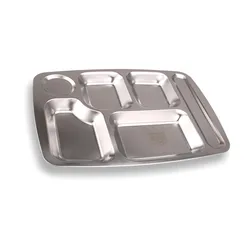 304 Stainless Steel Divided Dinner Tray Food Container 5 Sections School Canteen Plate Serving Tray New