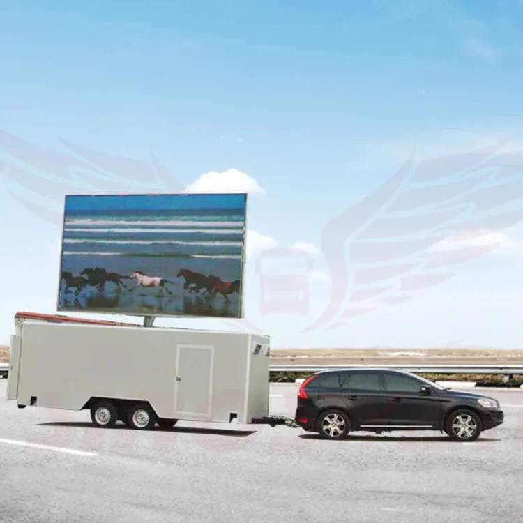 SINOSWAN SL50Pro mobile led trailer hydraulic lifting and 360degree rotation Outdoor Advertising mobile led trailer