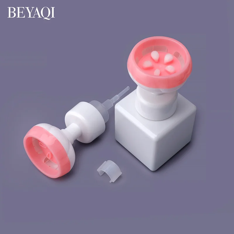 Factory direct sales personal care luxury pink flower shaped foaming pump,custom plastic foam pump,0.8cc foam pump cosmetic