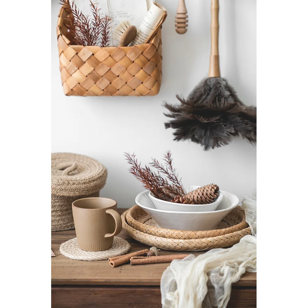 Home decorations rattan woodchip woven flower hanging storage basket knitted organizer basket home decoration
