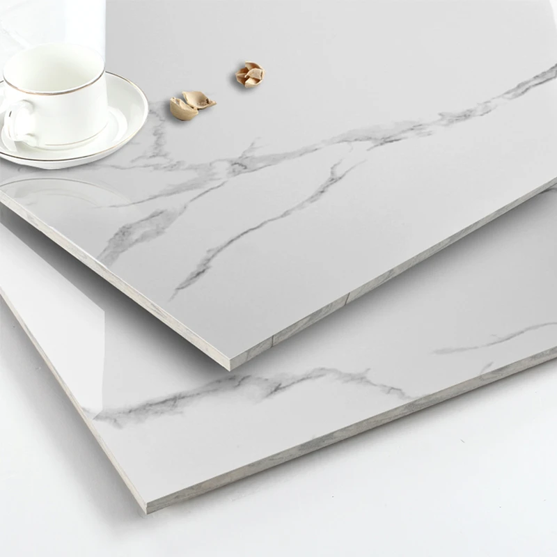 Hot Sale 60x60 Porcelanto Glossy Ceramic Tile Floor Standard White Marble Porcelain Tiles for Laundry Bedroom Modern Style
