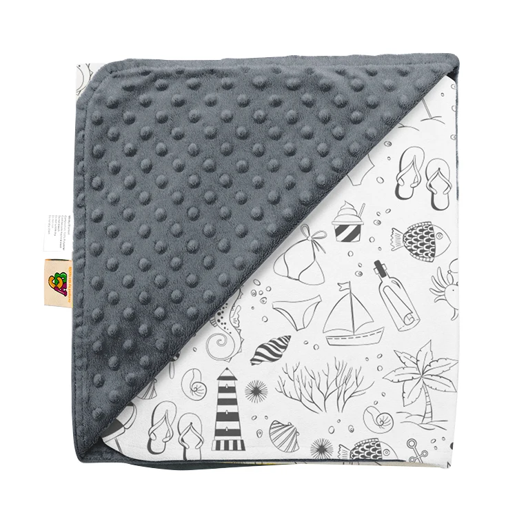 
Amazon Hot Sell Flower Print Fluffy Keep Infant Warm Comfy Minky Baby Throw Quilt 