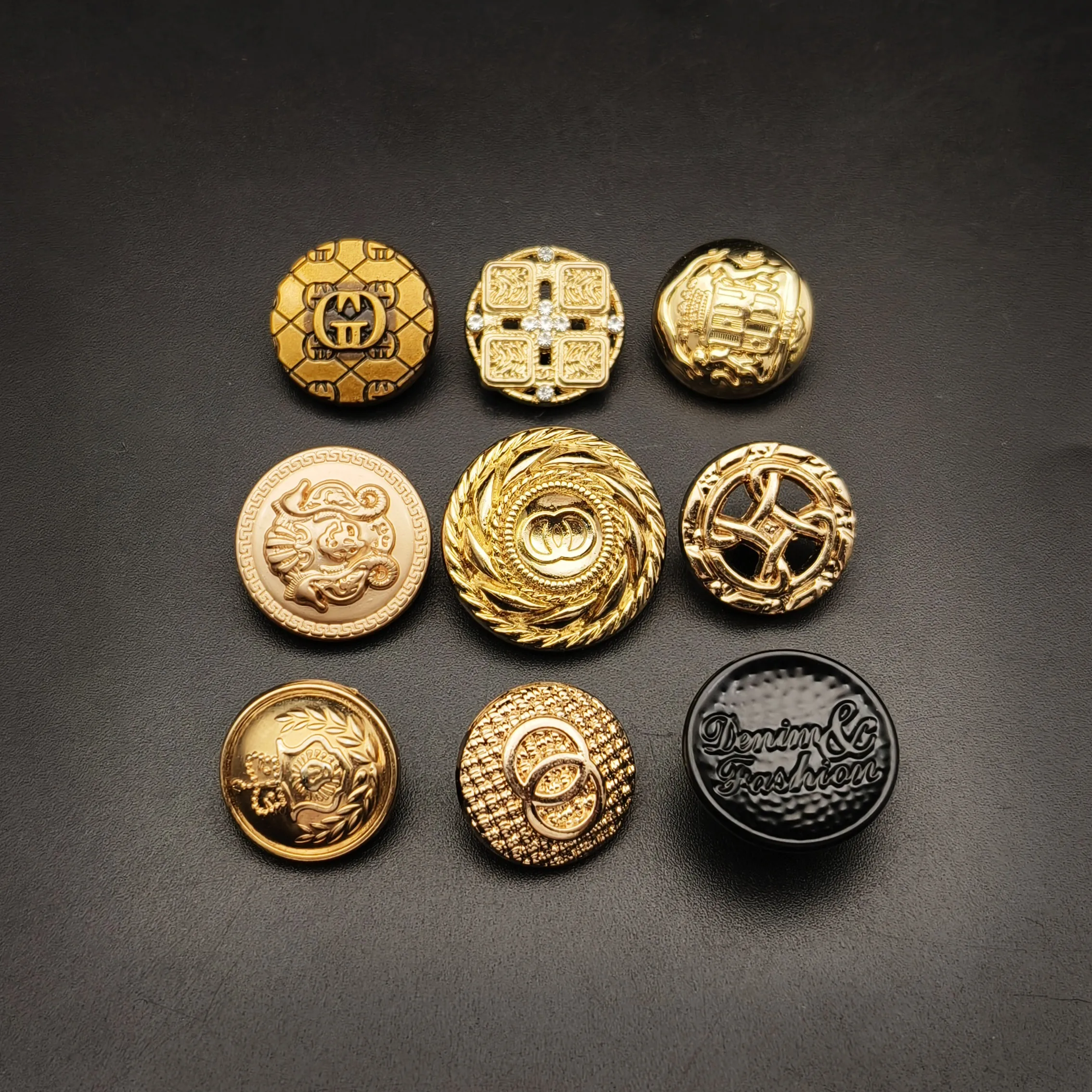 Luxury Designed Custom Embossed Logo Jacket zinc alloy Metal snap jeans Shank buttons For clothing jeans