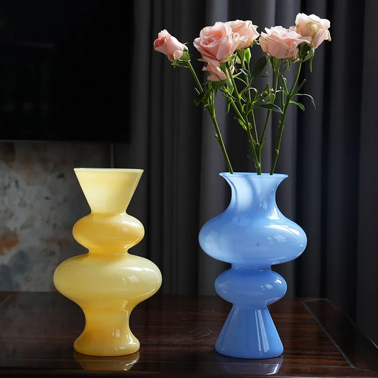 High Borosilicate Glass Vase Flower Hand Blown Glass Colored Modern Creative Vase For Study Room Bed Room