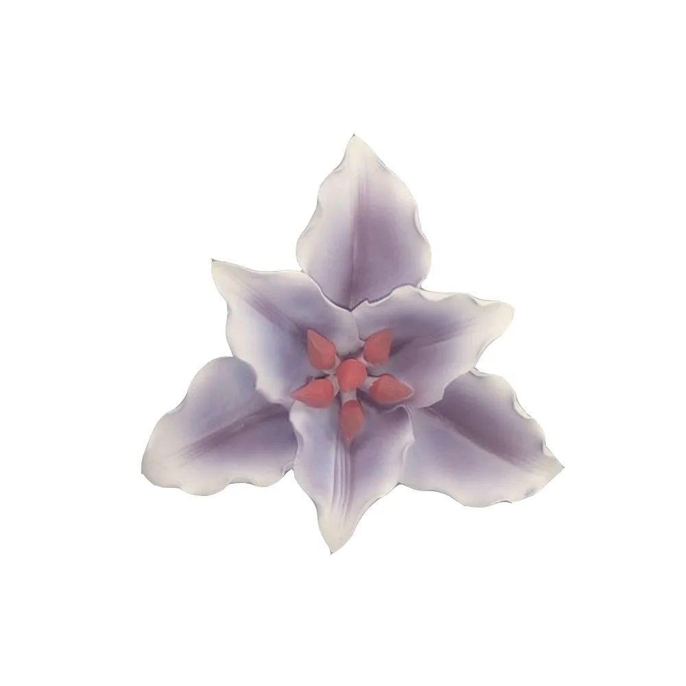 Purple Electroplating Ceramic Flowers And Handmade Custom Porcelain Flowers For Home Decoration