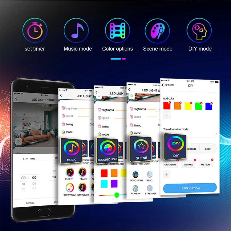 GVVOOHOME Modern Nordic Rainbow RGB Colorful Remote Control Lamp Led Corner Lamp Contemporary Atmosphere floor lamp Standing