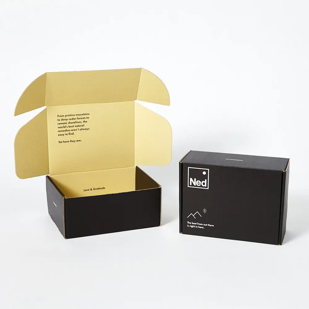 Large Black Paper Mail Box Packaging Cardboard Shipping Boxes For Mailing