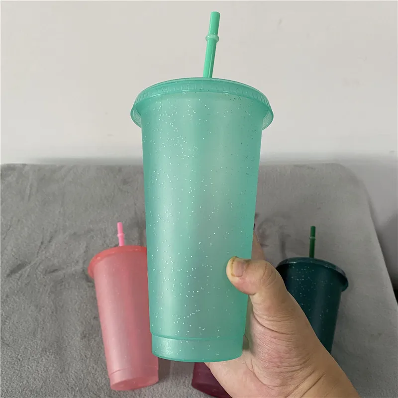 Best Gifts Glitter 24 Ounces Tumbler 16oz 480ml 700ml Reusable Ice Cold Drink Cup 24oz Summer Cups with Lids and Straws