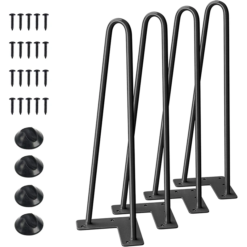 VT-02.012 Cheap DIY Furniture Metal Steel Hairpin Legs 2 Rod 24 Inch Black Hairpin Legs 28 Inch Hairpin Bar Table Legs 40 Inch