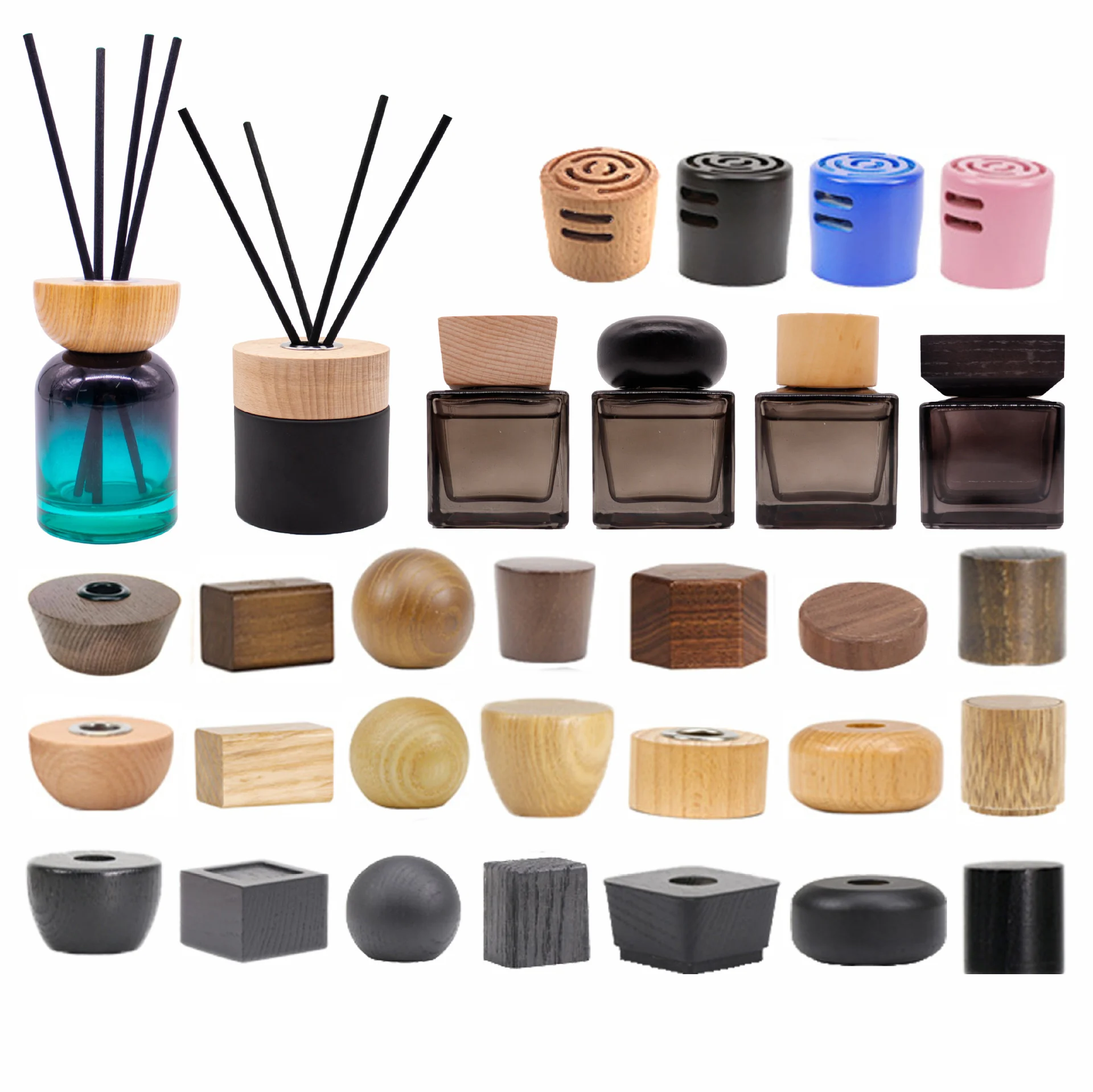 Diffuser wood cap perfume bamboo lid glass jar with Non Spill Aroma Diffusers wooden cap custom make WOOD CORK