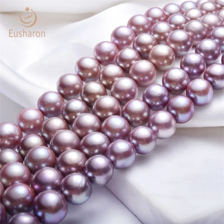 Wholesale 12-14mm Round High Luster White Natural Freshwater Pearl String For Handmade Jewelry
