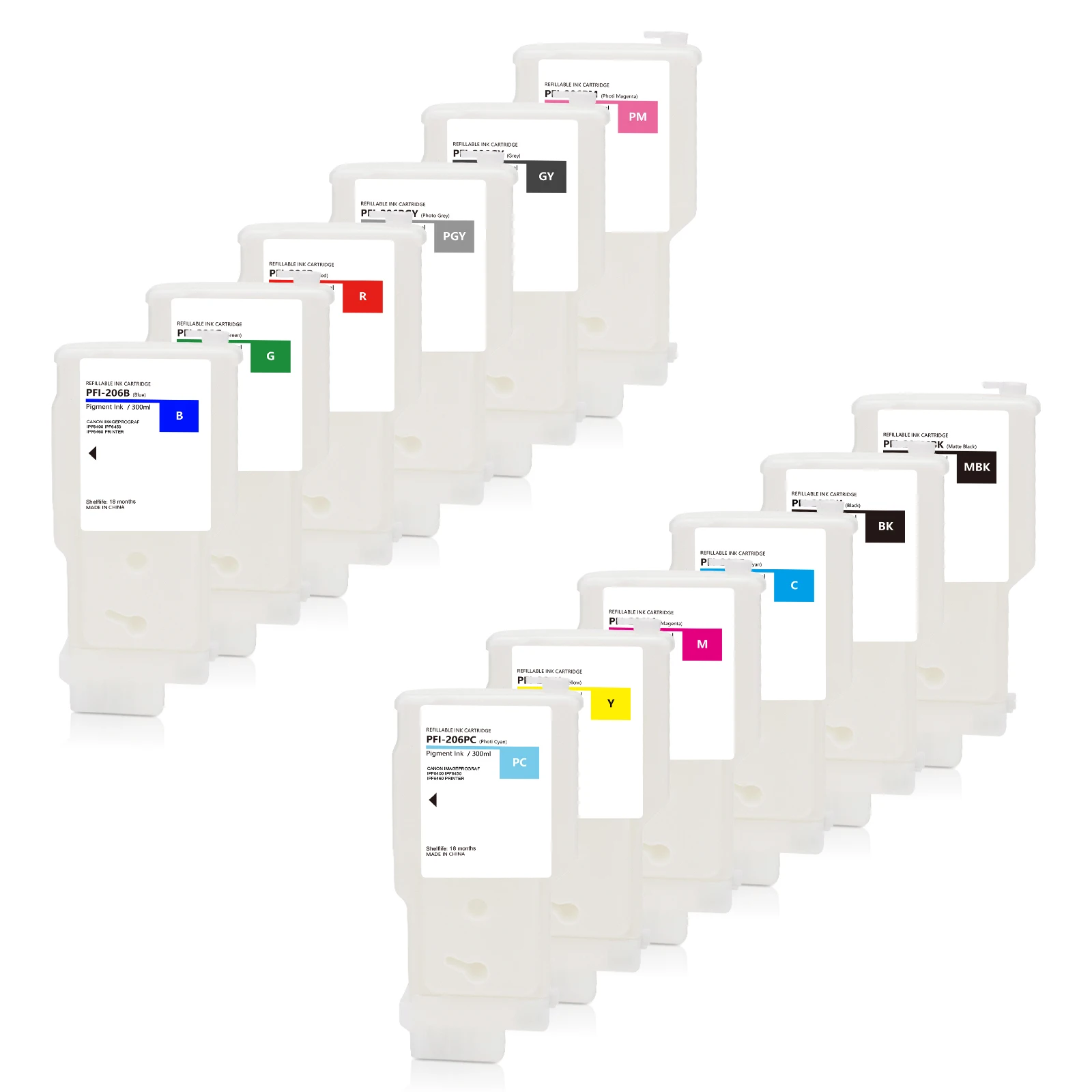 PFI-206 207 320 300ML Refillable ink cartridge For Canon imagePROGRAF iPF6400 6450 6460 685 785 TM-205 printer