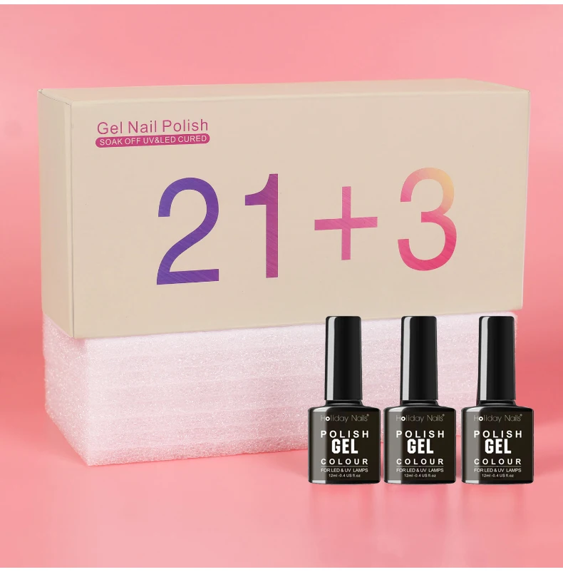 Private Label Soak Off Glass Bottle Macaron Nail Gel Polish 48 Color Semi Permanent Base Top Coat Gel Nail Polish Set