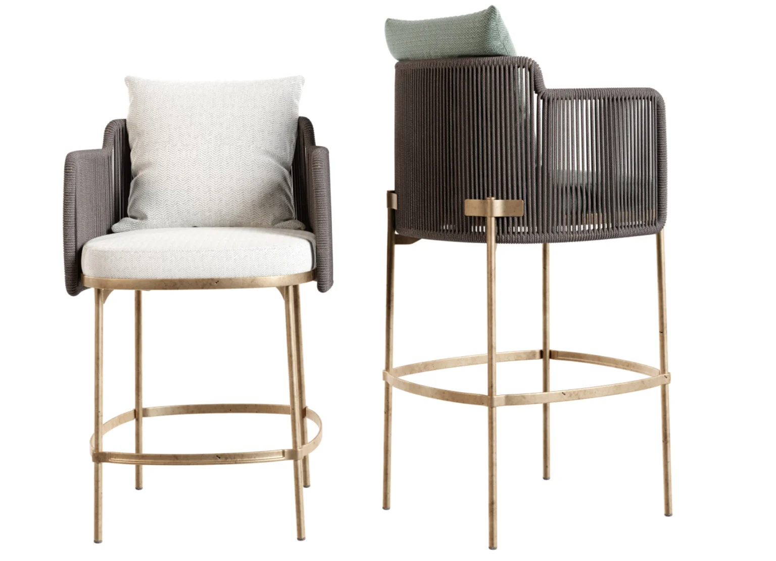 Modern Design Outdoor Aluminum Chair Aluminum and Rattan Bar Chair with cushions