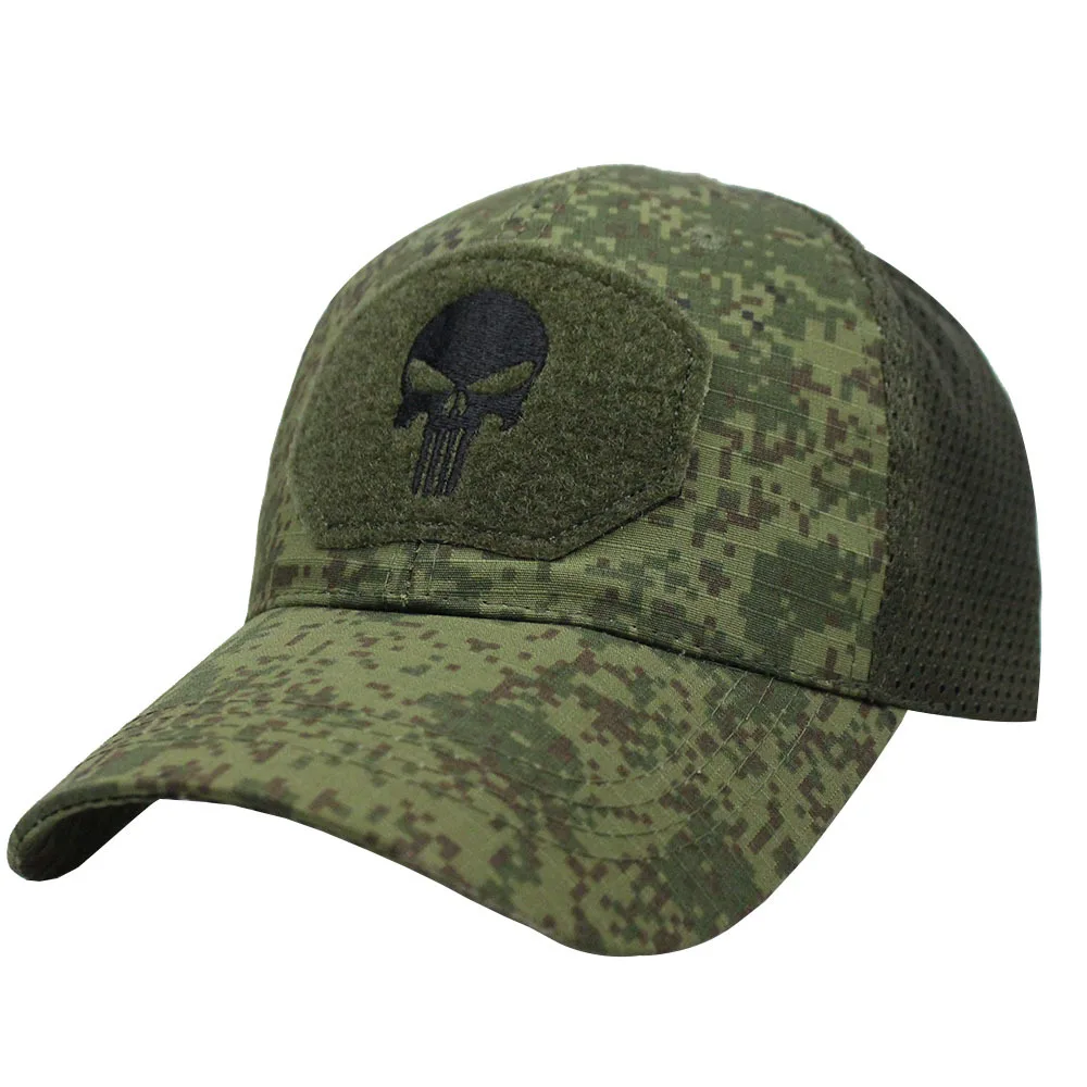 Skull Patch Camouflage Polyester Baseball Cap Tactical Unisex Mesh Trucker Hat Lightweight Adjustable Sun Hats For Women & Men