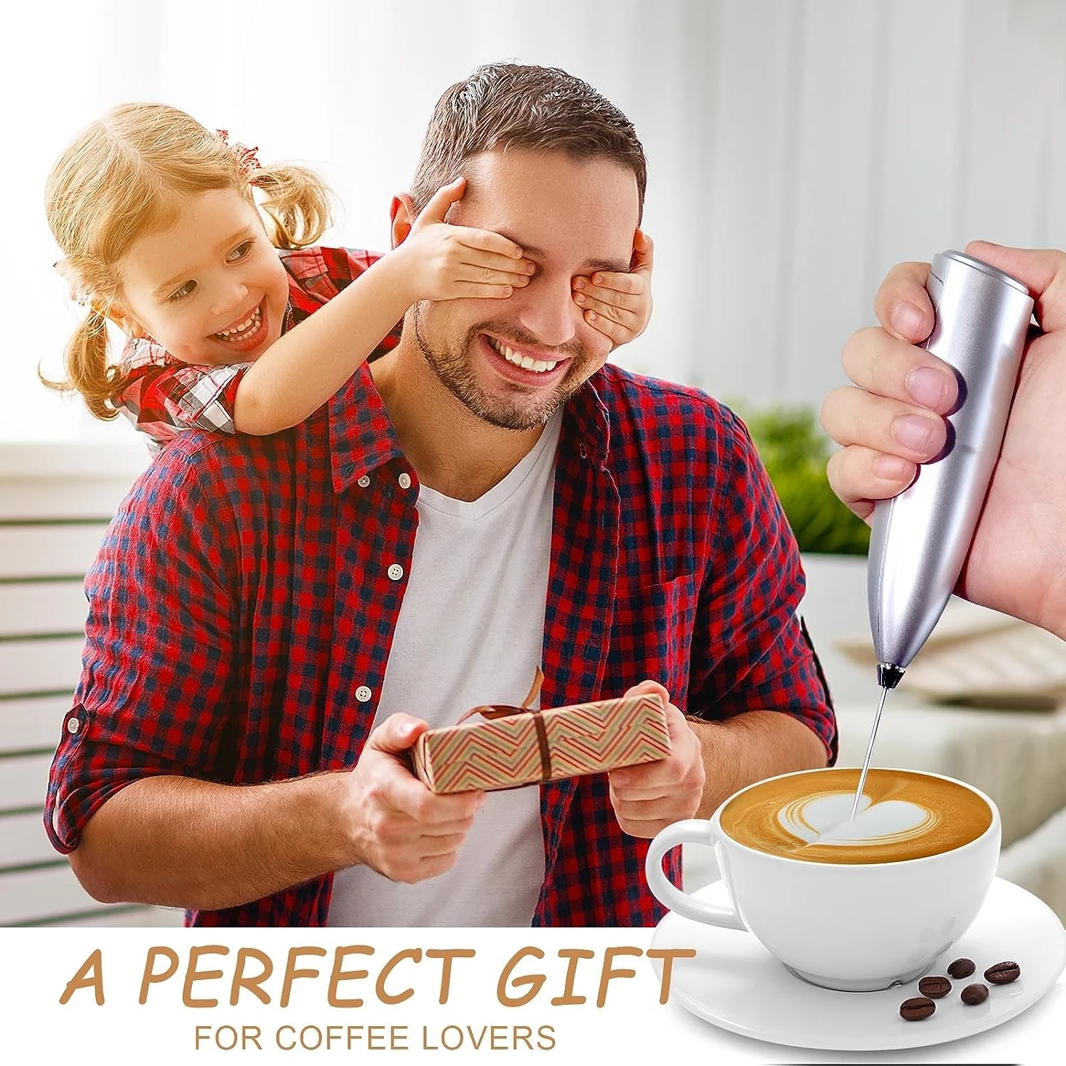 Powerful Milk Frother Handheld Foam Maker for Lattes Whisk Drink Mixer for Coffee Mini Foamer for Cappuccino Frappe Matcha