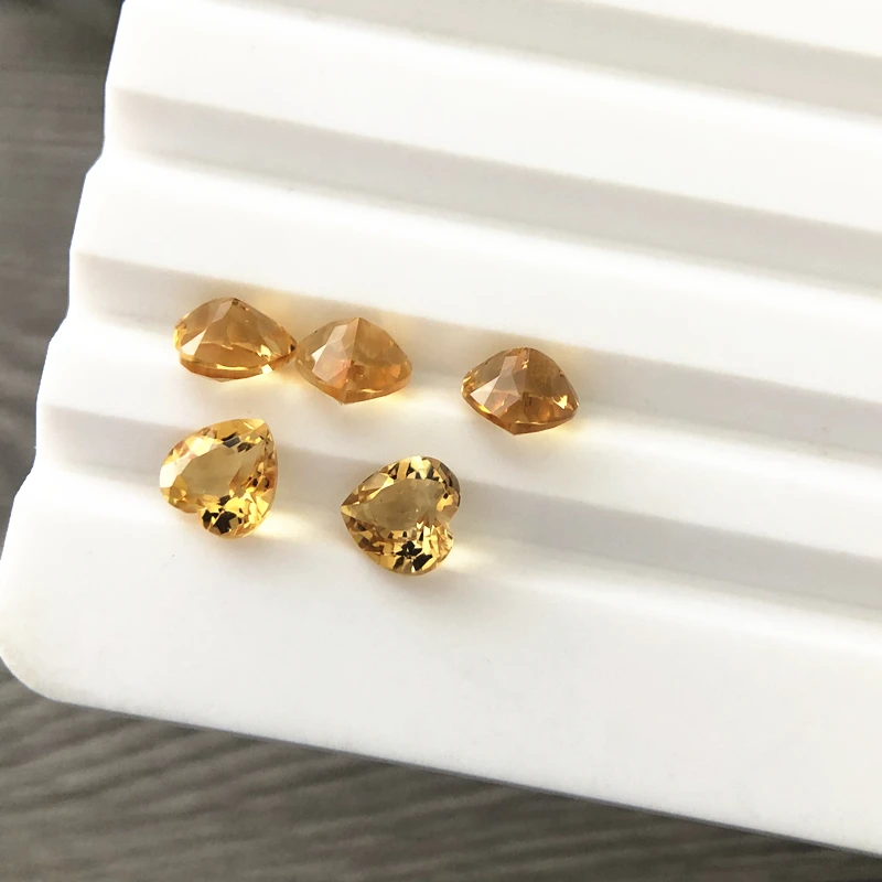 Hot Sale High Quality Heart Shape Faceted Cut Loose Gemstones Citrine Crystal Jewelry Natural Citrine for Making Jewelry