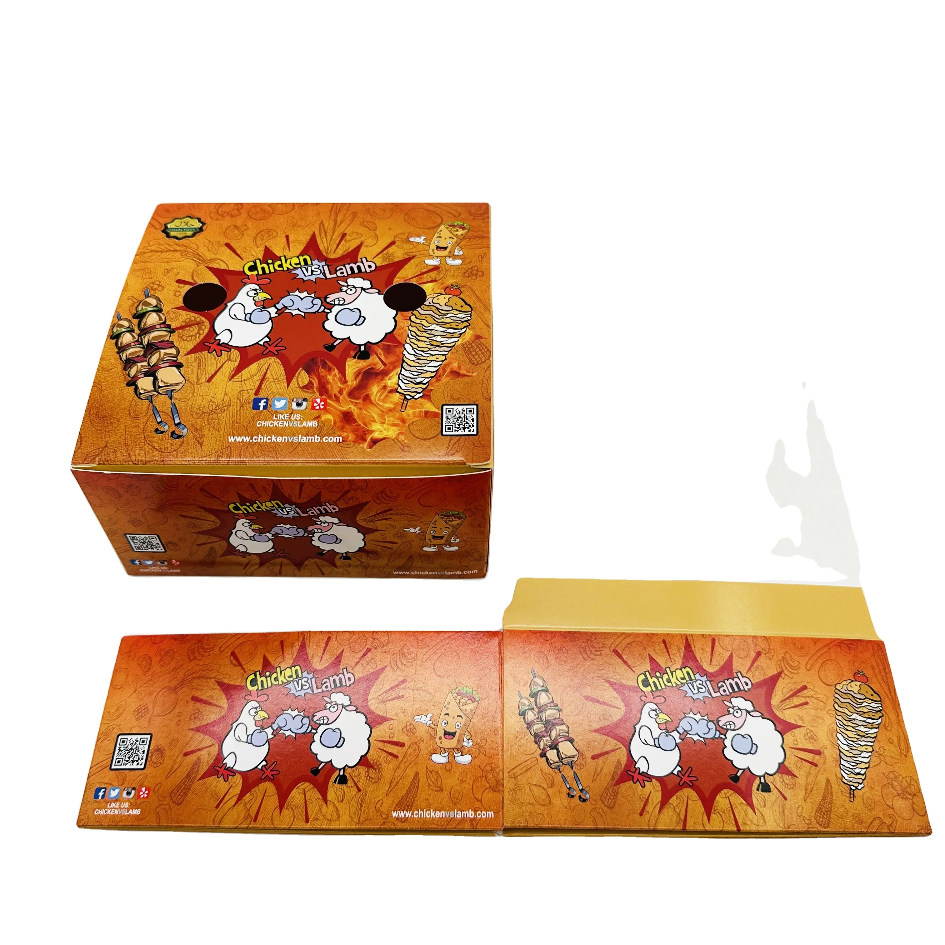 Printed Customized Disposable Takeout Popcorn Nesting Nuggets Wings Container Fast Food French Fried Chicken Boxes Packaging