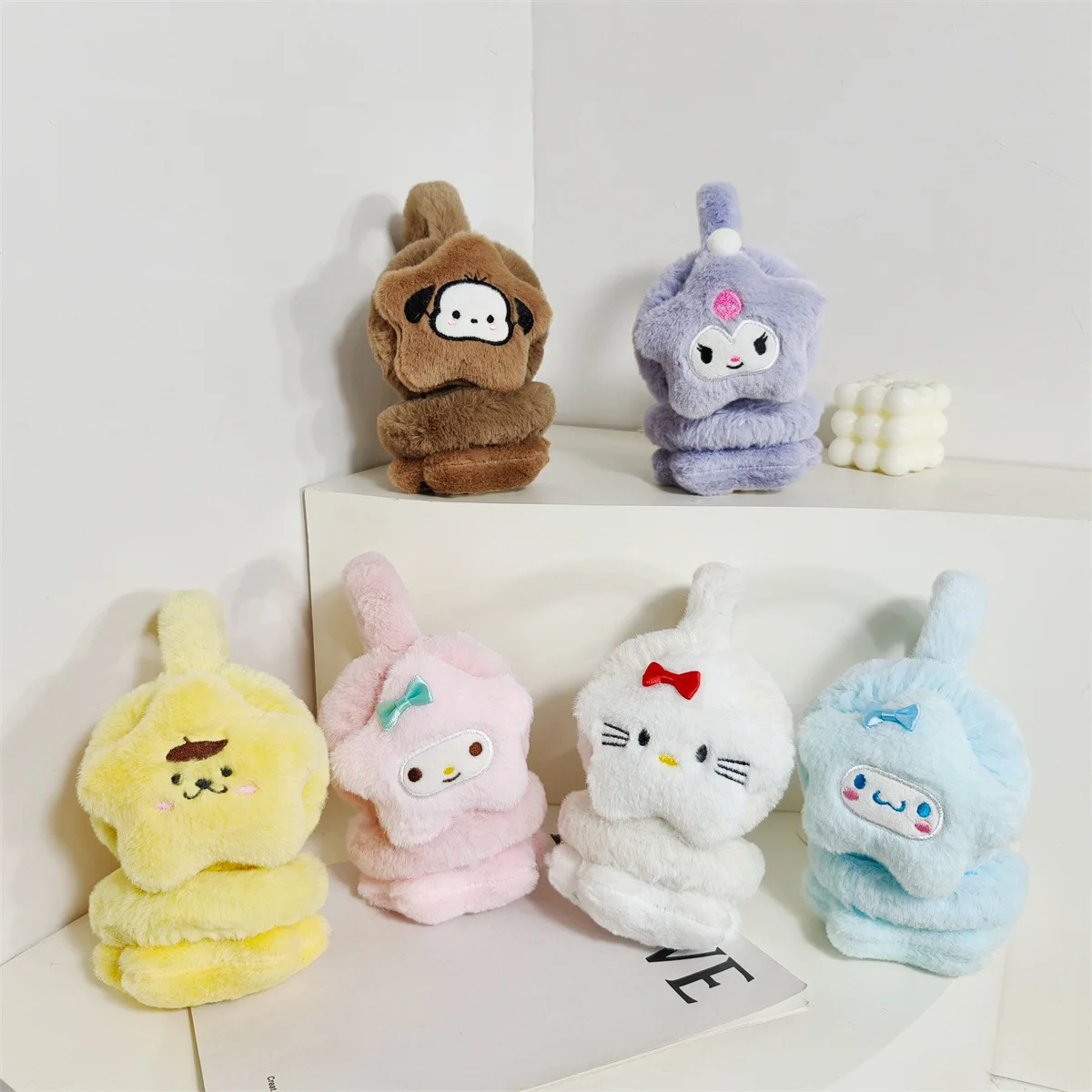 Wholesale cute animal kids cold winter ear muffs headphone fluffy furry plush baby earmuffs for kids