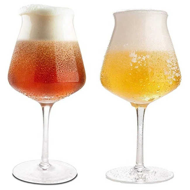 Wholesale Hand Blown Crystal Clear Stemmed Beer Glass
