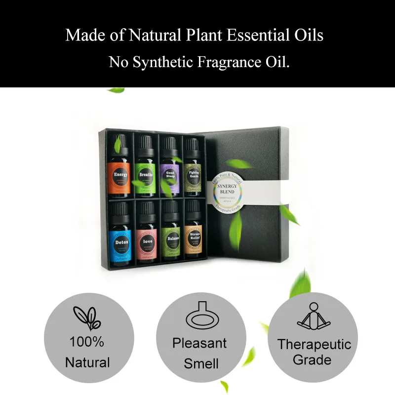 Organic Pure Aromatherapy Essencial Oils For Diffuser Relaxation 8 In 1 Essential Oil Set