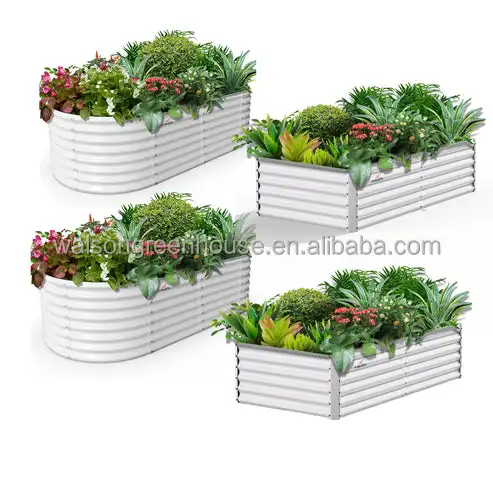 Circular Square Green Plant Tall Planter Box Outdoor Corrugated Steel Garden Bed