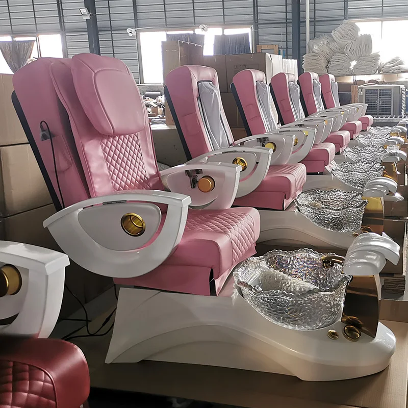 Новинка, Лидер продаж, гальванизированный металлический розовый массажный стул Honggang для ног, педикюрный стул с массажем для салона красоты