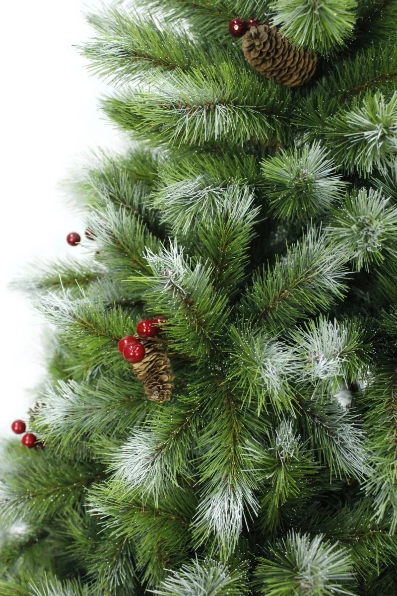 Pine Needles Tree Outdoor Christmas Holiday Decoration Customizable Height Artificial Green with Red Berry PVC ROHS Acceptable