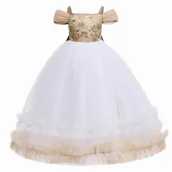 Кружевное розовое платье цвета слоновой кости с рукавами для свадьбы, Цветочное платье для девочки с подолом из конского волоса, обычное количество, для вечеринки, хлопок