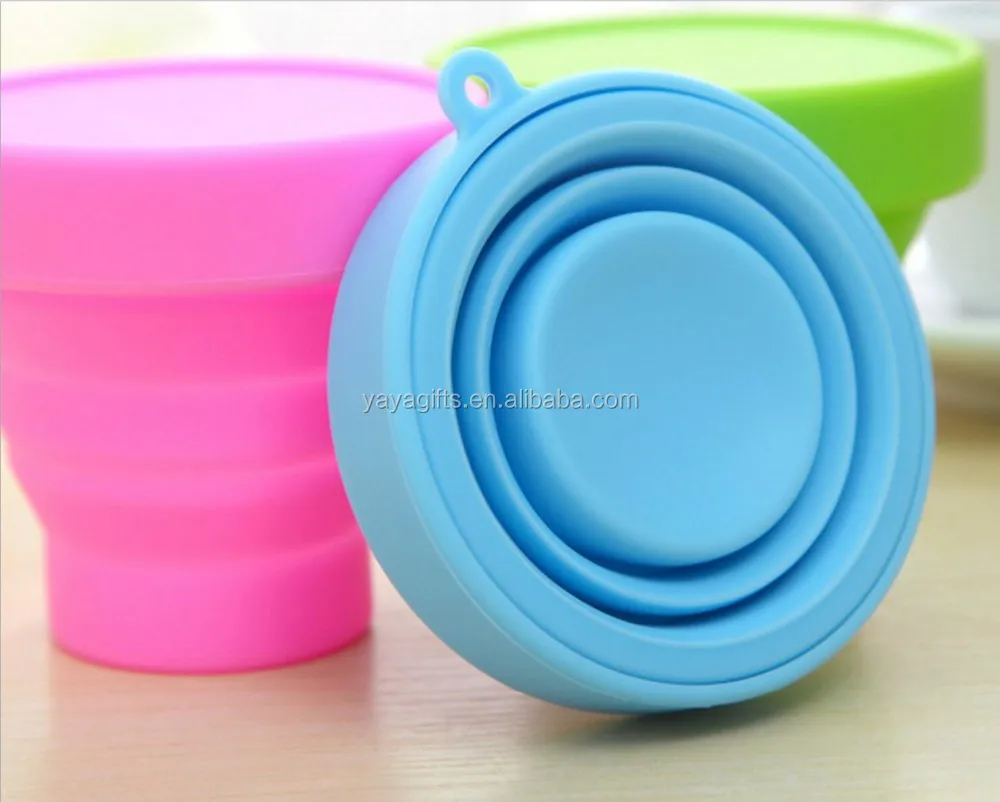 custom design portable and food grade collapsible cups travel silicone folding mug