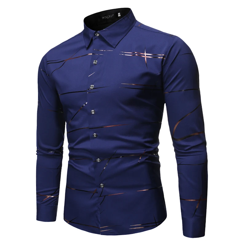
2020 New Fashion Long Sleeve Shirt Solid Slim Fit Male Social Casual Business Red Wine Black Navy Dress Shirt 