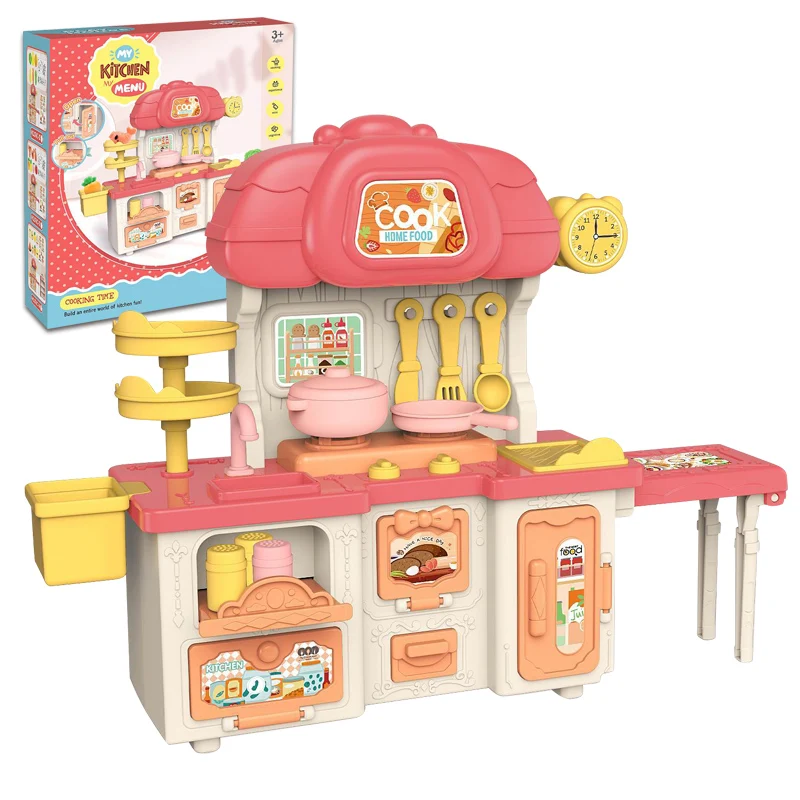 Wholesale Children Pretend Play Snack Shelf Toy Family Kids Miniature Kitchen Cabinet Sets Cooking Table Kitchen Toys