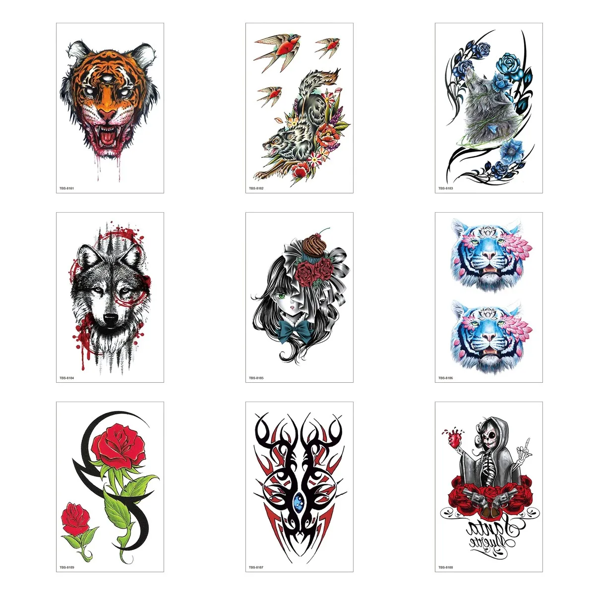 Wholesale Halloween Temporary Tattoos Half Arm Henna Tattoo Waterproof For Women Tiger Tattoos Temporary Custom Sticker