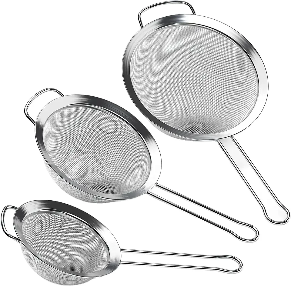 Stainless Steel Soybean Milk Filter Strainer Scoop Colander Skimmer Slotted Spoon Food Colander