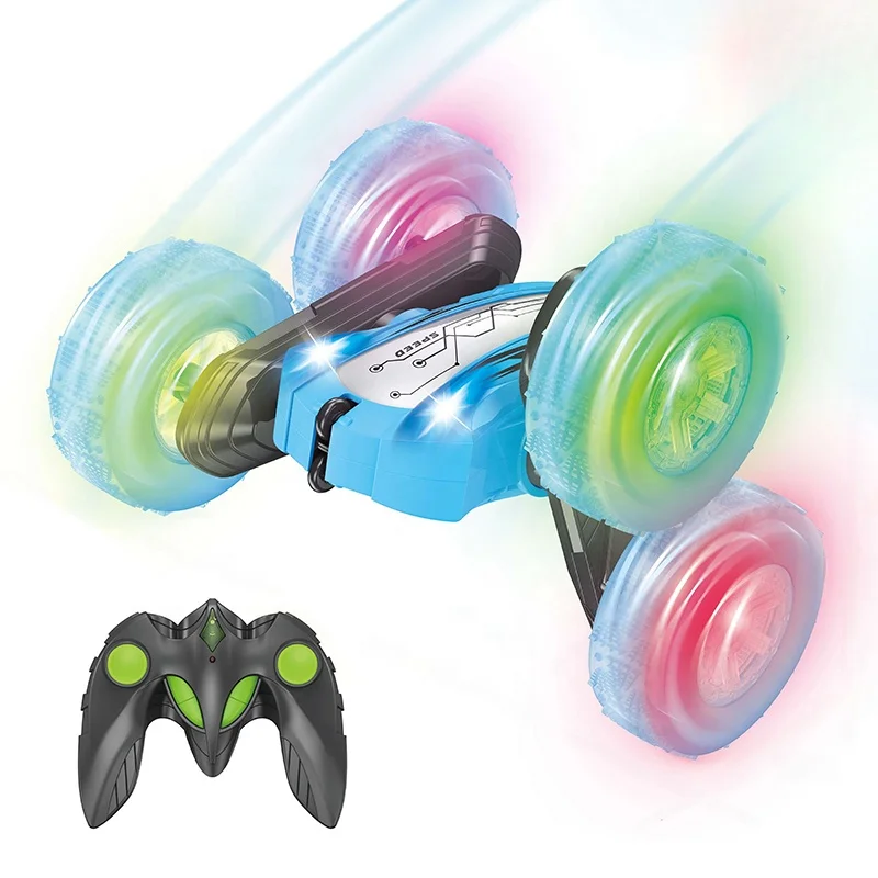 360 Rotation RC Stunt Car with LED Lights 2.4G Remote Control Off Road Toy Vehicle for Sand Grass and Indoor Play Durable Build