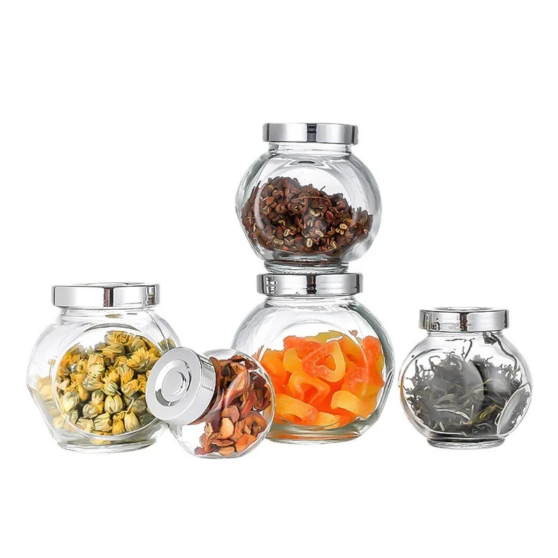 Hot Sale Food Storage Jam Nut Dried Fruit Candy Grains Honey Glass Spice Jars Sealed Tank With Screw Cap