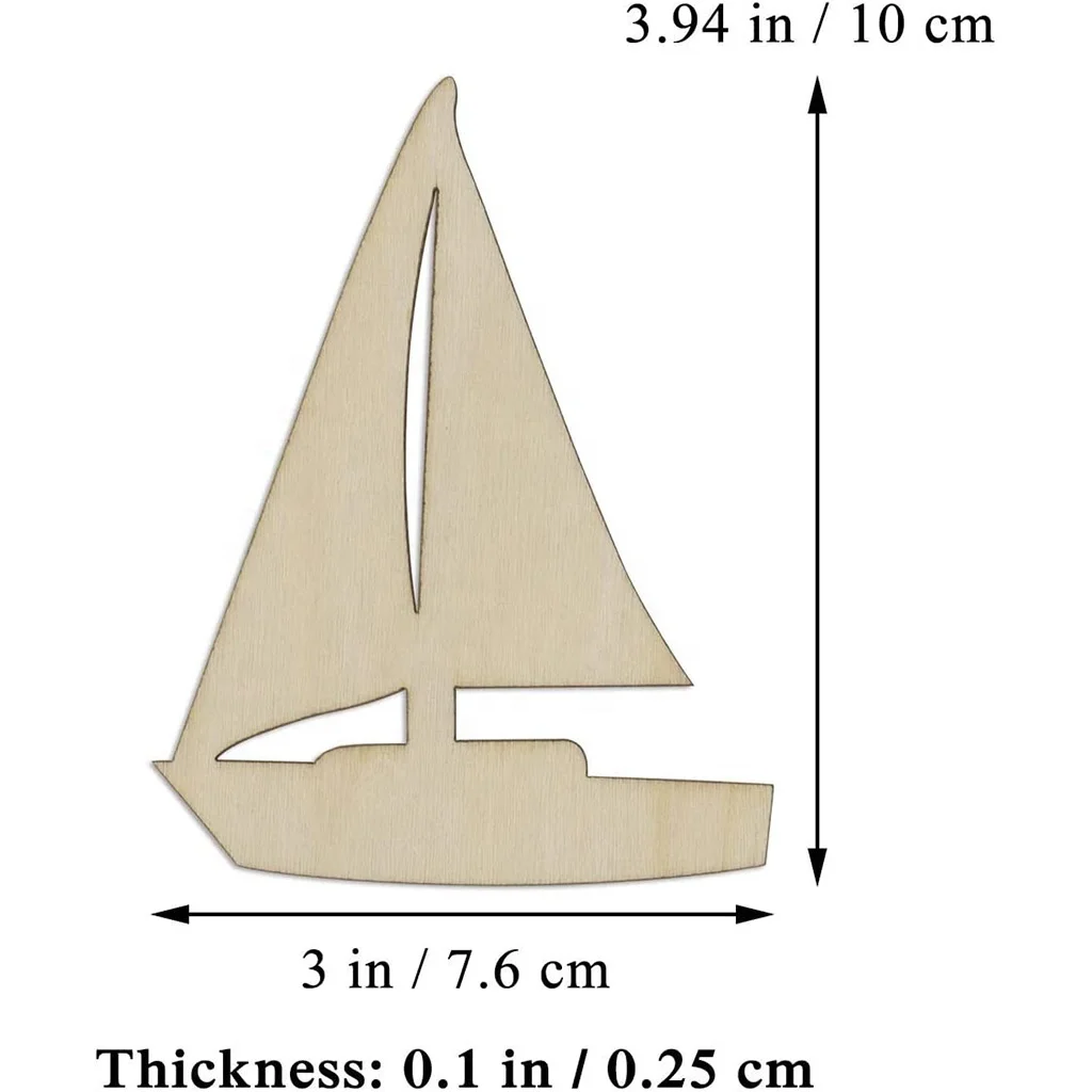 DIY Sailboat shaped wooden laser cut wood chips Christmas decorative crafts