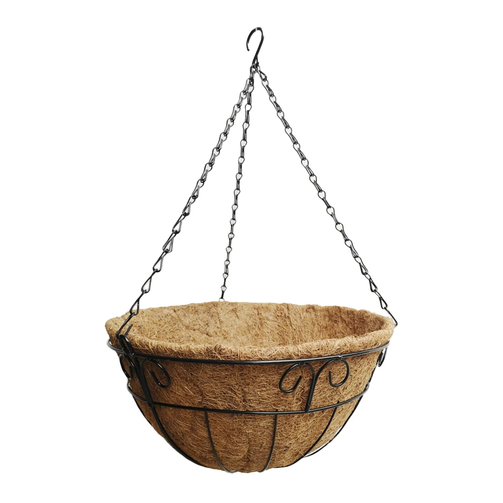 Garden Decoration Indoor Outdoor Metal Hanging Plant Basket Round Coco Coir Liner coconut Flower Pots