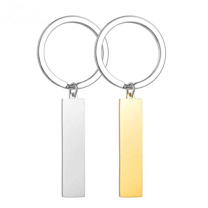 Personalized engraved hotel gift rectangle stainless steel blank custom metal keychain