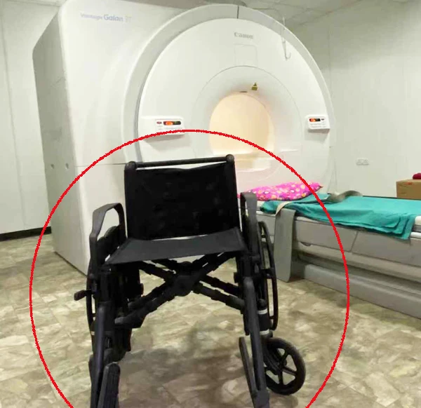 CE certified Non-magnetic wheelchair for MR use / for 7.0T MR equipment / Max loading capacity 125KGS