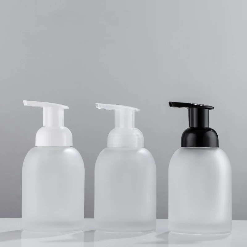 Wholesale 250ml 370ml glass foam soap bottle with pump distributor