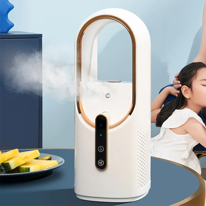 Leafless Fan Mini Air Conditioner Portable USB Rechargeable Water-cooled Air Conditioner Household Spray Humidifying Air Cooler